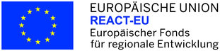Das Logo der Europäischen Union zeigt die Flagge der Europäischen Union mit dem Text "EUROPÄISCHE UNION REACT-EU" und "Europäischer Fonds für regionale Entwicklung" in schwarzer Schrift.